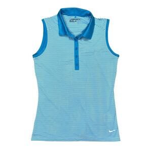 Nike Golf Womens Striped Tank Top 1/4 Button Size S Polo Shirt NWOT